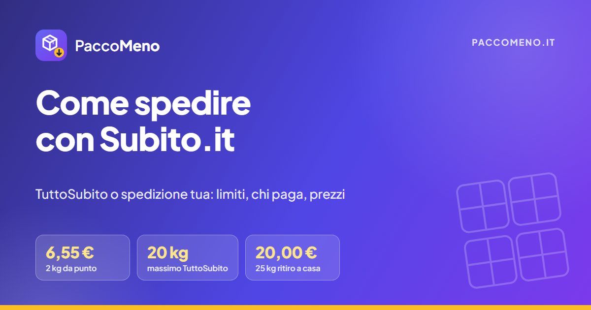 Come spedire con Subito.it: TuttoSubito o spedizione gestita da te, limiti e prezzi