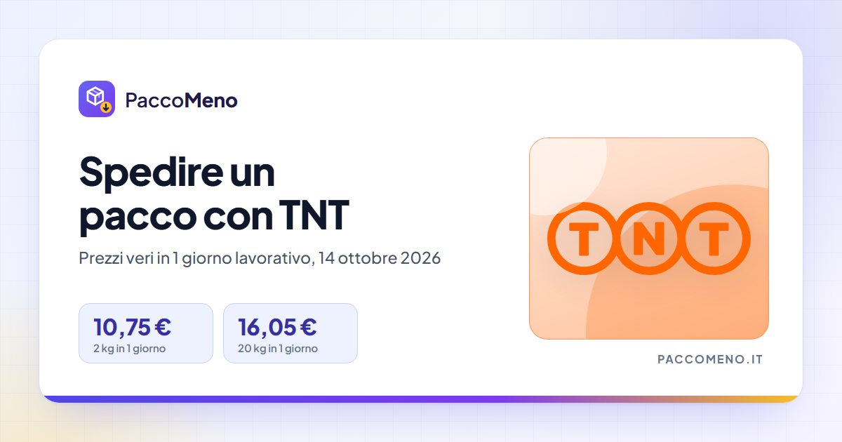 Spedire un pacco con TNT: prezzi in 1 giorno